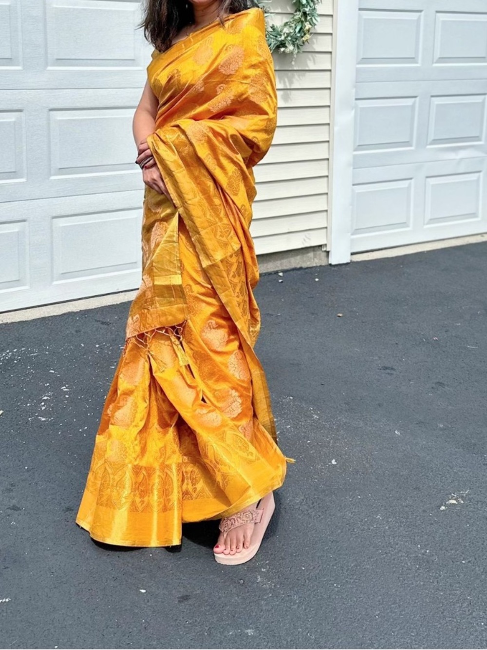 Elegant Yellow-Gold Saree Dress - Women's Traditional Dress with blouse